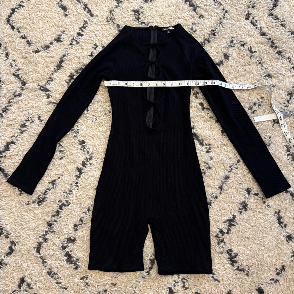 Fashion Nova Black Women Romper Front Cutout Size M